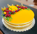 Mango cheesecake with fruits